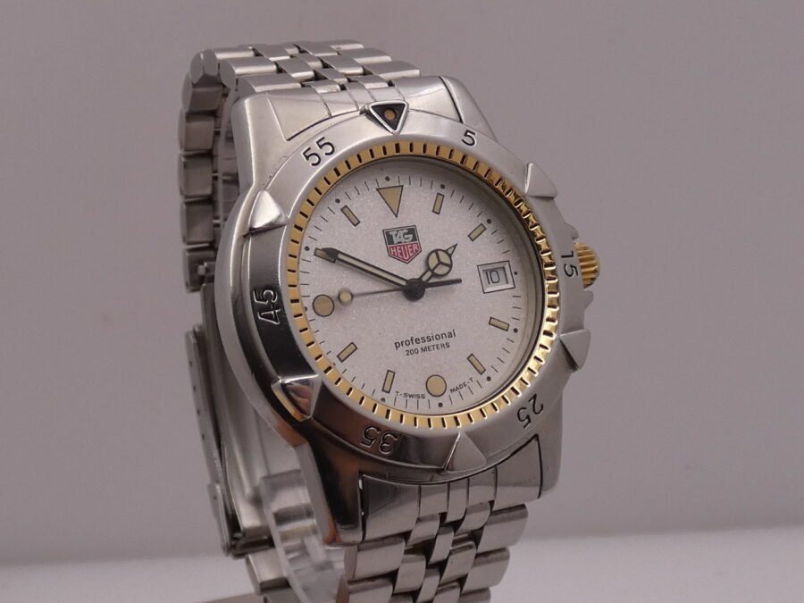 TAG Heuer 2000 Professional 200m 974.013F Laminato Oro 18Kt & Acciaio Glitter Dial Anni 90's Braccialato - immagine 10