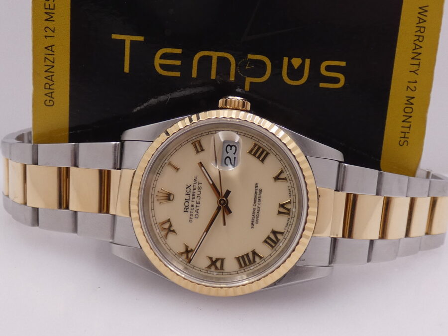 Rolex Datejust 36 16233 Ivory Rome Acciaio & Oro 18Kt Anno 1991 Automatico WITH PAPERS - immagine 2