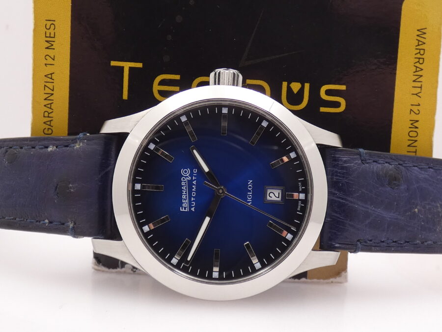 Eberhard & Co. Aiglon Grande Taille 41030 Deep Blue Dial Automatico With BOX OTTIME CONDIZIONI Acciaio - immagine 2