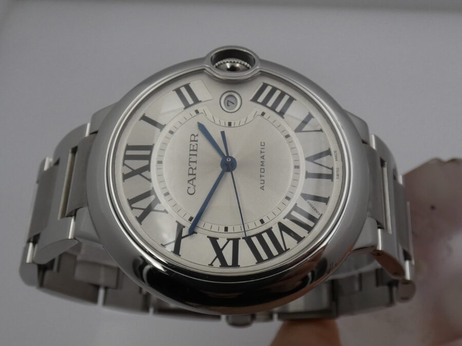 Cartier Ballon Bleu 42mm XL 3765 BOX & PAPERS Automatico Acciaio Braccialato