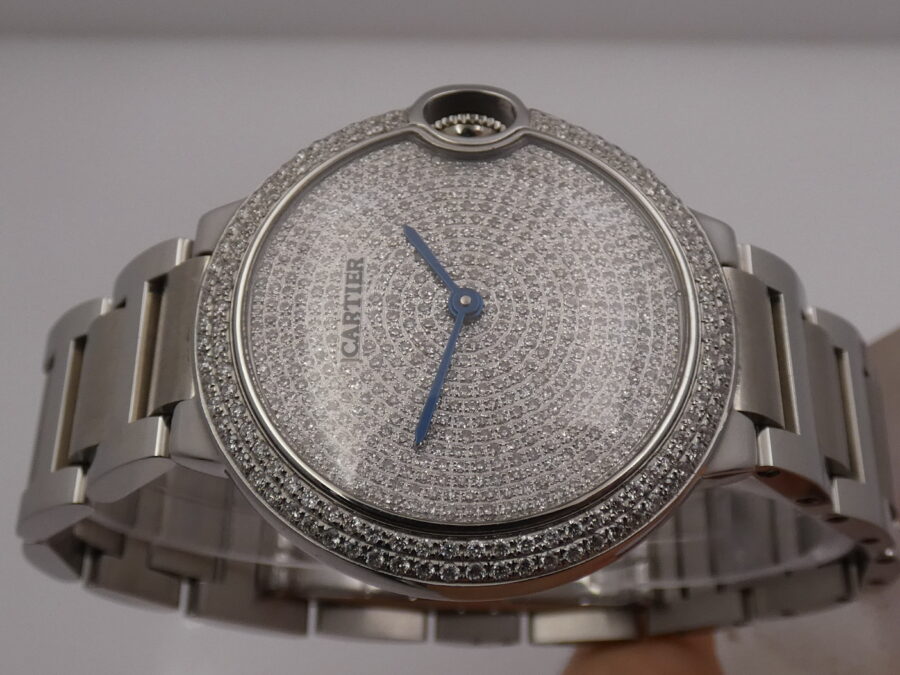 Cartier Ballon Bleu 3284 36mm Diamond Dial & Bezel WITH BOX Automatico Acciaio