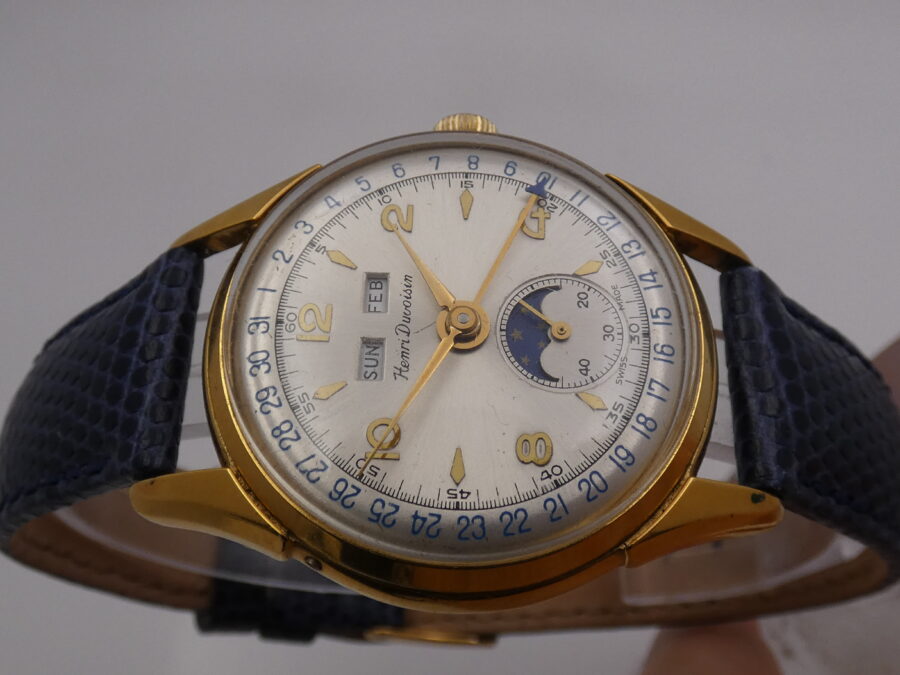 Henri Duvoisin Triple Date Moonphases Oro 18Kt G.F. Carica Manuale Venus 203 ANNI '50s