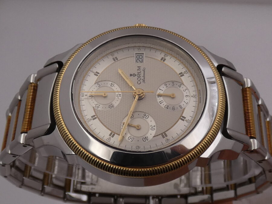 Corum Cronografo Les Temps Meccanique  Acciaio & Oro 18Kt BOX&PAPERS Anni 90's TOP CONDITION Automatico