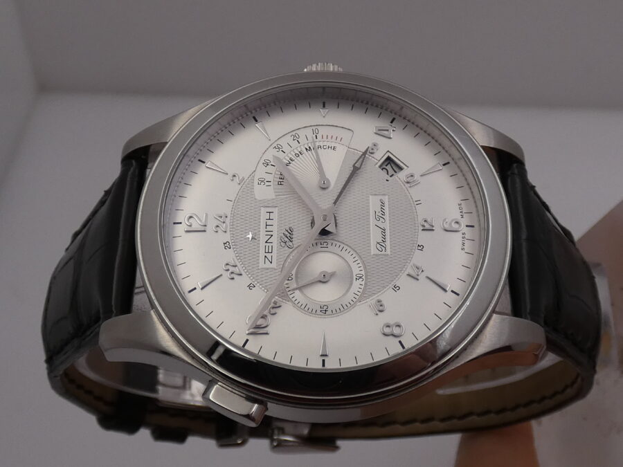 Zenith Elite Dual Time Grande Class Reserve De Marche Dual Time NEW BOX&PAPERS Automatico Acciaio 03.0520.683