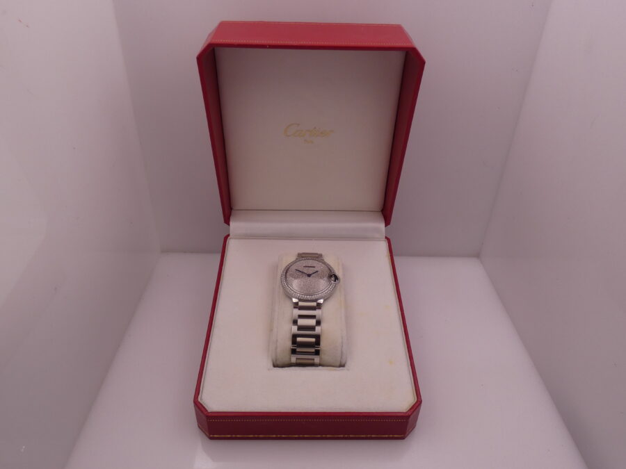 Cartier Ballon Bleu 3284 36mm Diamond Dial & Bezel WITH BOX Automatico Acciaio - immagine 11