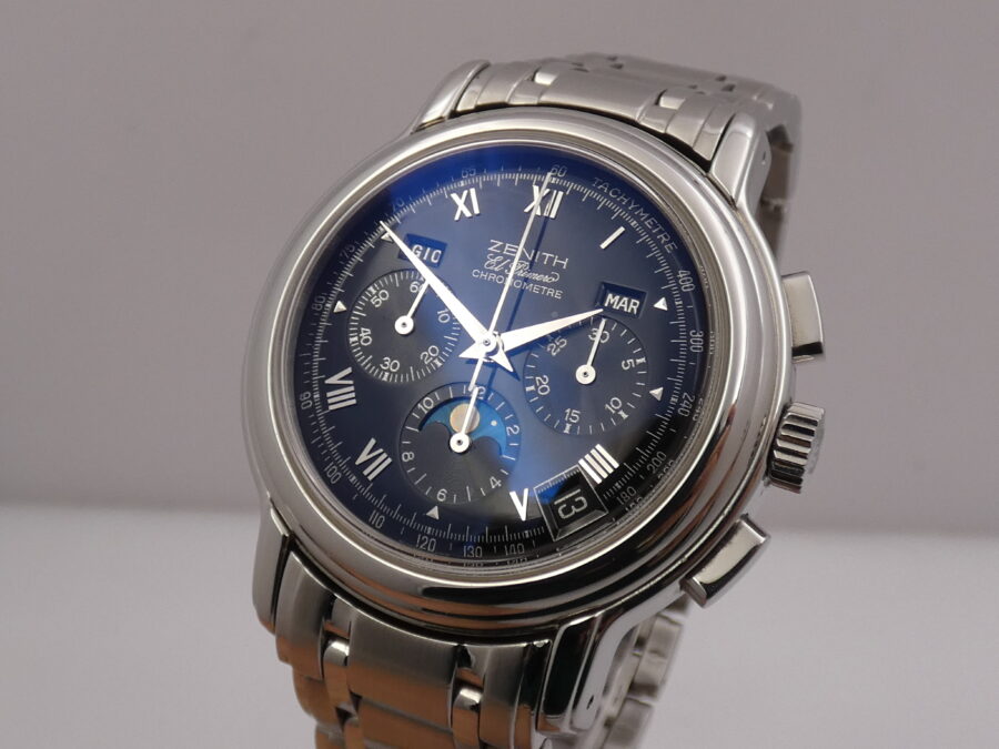 Cronografo Zenith El Primero Chronomaster Triple Date Moonphases BOX&PAPERS Automatico ANNI '2000 Acciaio - immagine 12