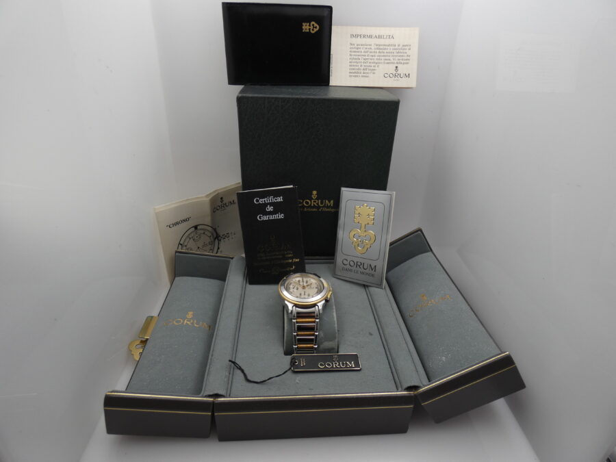 Corum Cronografo Les Temps Meccanique  Acciaio & Oro 18Kt BOX&PAPERS Anni 90's TOP CONDITION Automatico - immagine 13