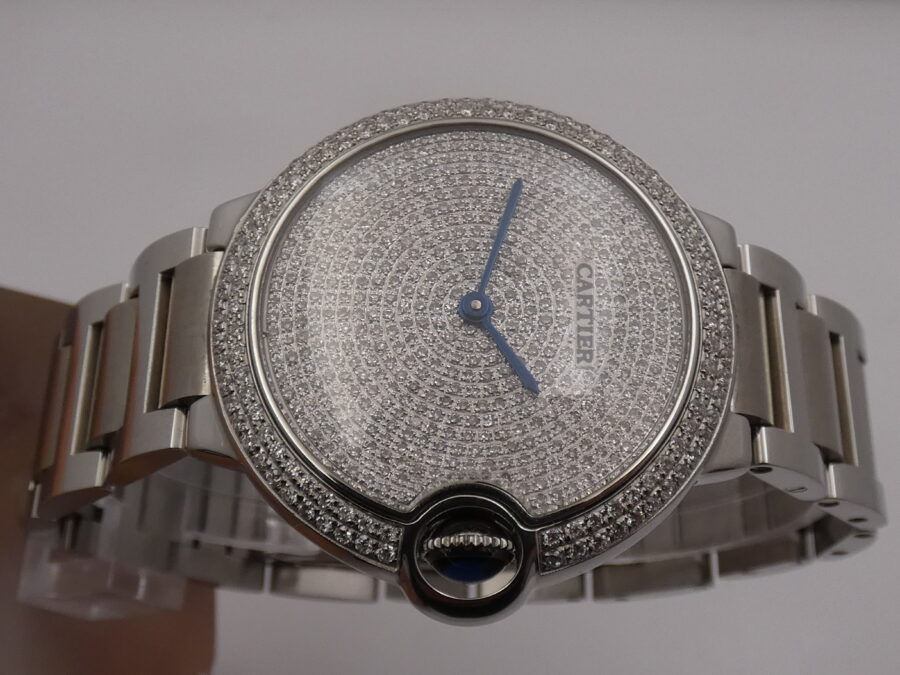 Cartier Ballon Bleu 3284 36mm Diamond Dial & Bezel WITH BOX Automatico Acciaio - immagine 3