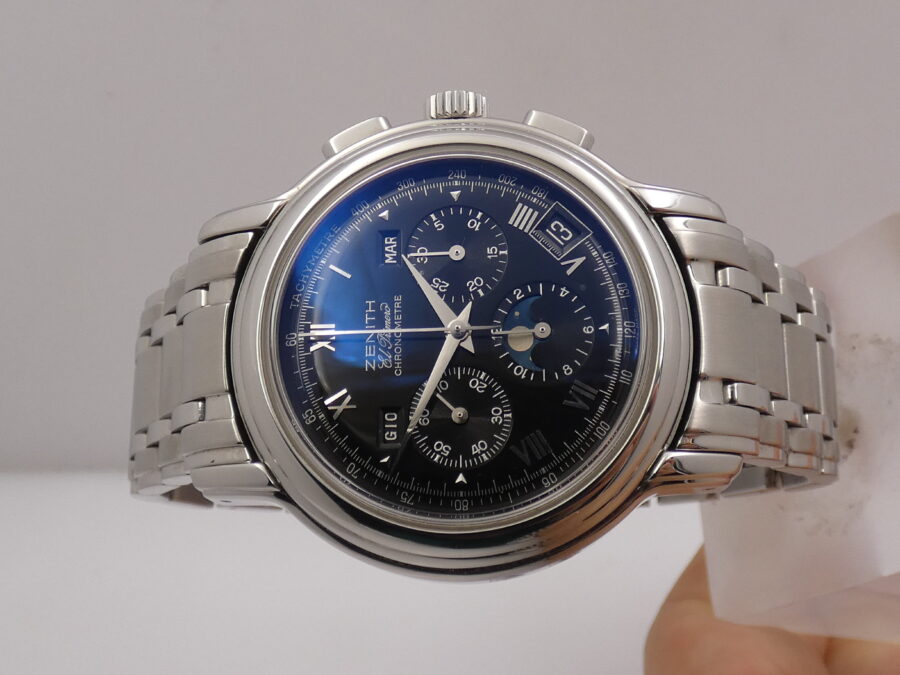 Cronografo Zenith El Primero Chronomaster Triple Date Moonphases BOX&PAPERS Automatico ANNI '2000 Acciaio - immagine 4