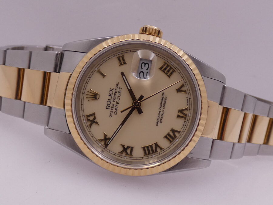 Rolex Datejust 36 16233 Ivory Rome Acciaio & Oro 18Kt Anno 1991 Automatico WITH PAPERS - immagine 4