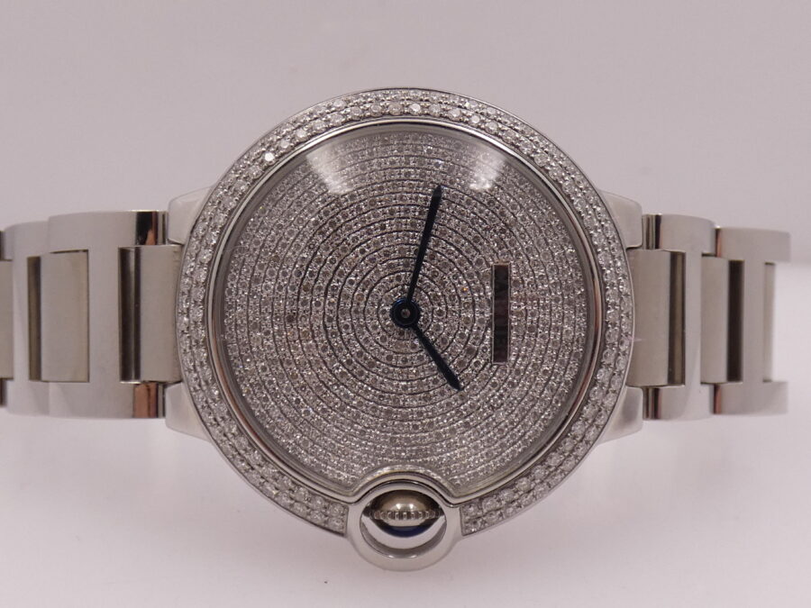 Cartier Ballon Bleu 3284 36mm Diamond Dial & Bezel WITH BOX Automatico Acciaio - immagine 6