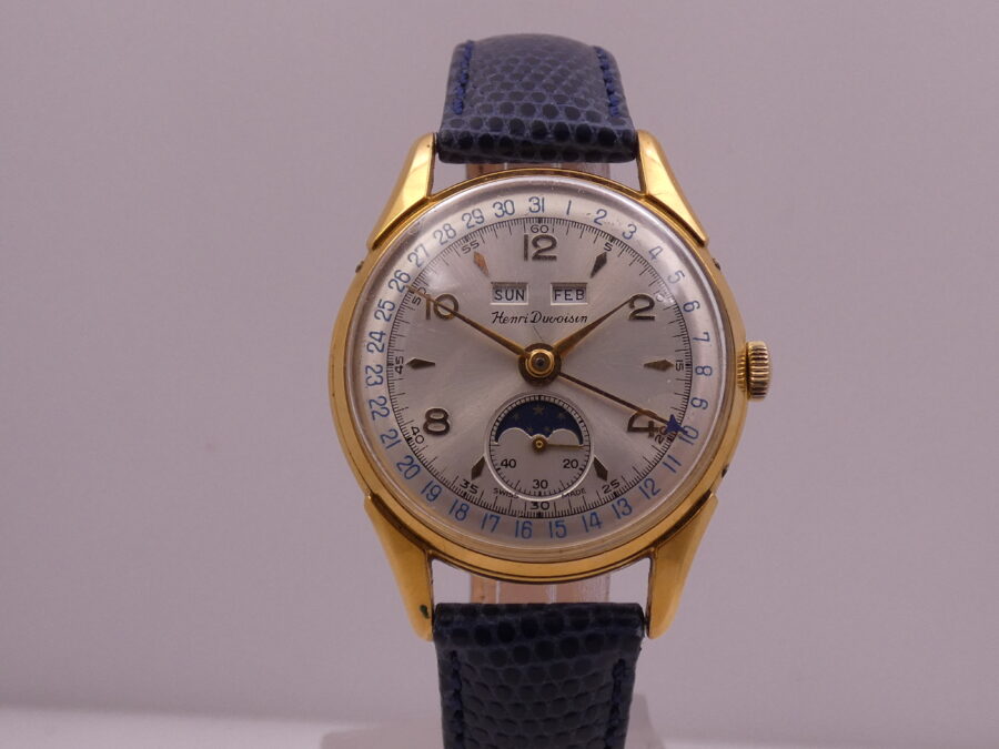 Henri Duvoisin Triple Date Moonphases Oro 18Kt G.F. Carica Manuale Venus 203 ANNI '50s - immagine 8