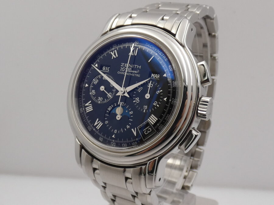 Cronografo Zenith El Primero Chronomaster Triple Date Moonphases BOX&PAPERS Automatico ANNI '2000 Acciaio - immagine 8