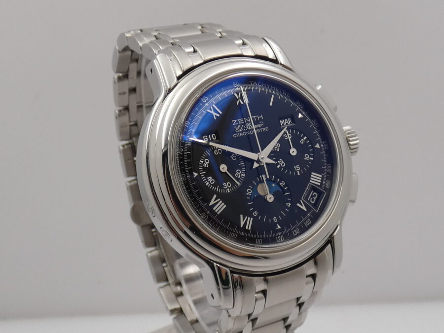 Cronografo Zenith El Primero Chronomaster Triple Date Moonphases BOX&PAPERS Automatico ANNI '2000 Acciaio - immagine 9