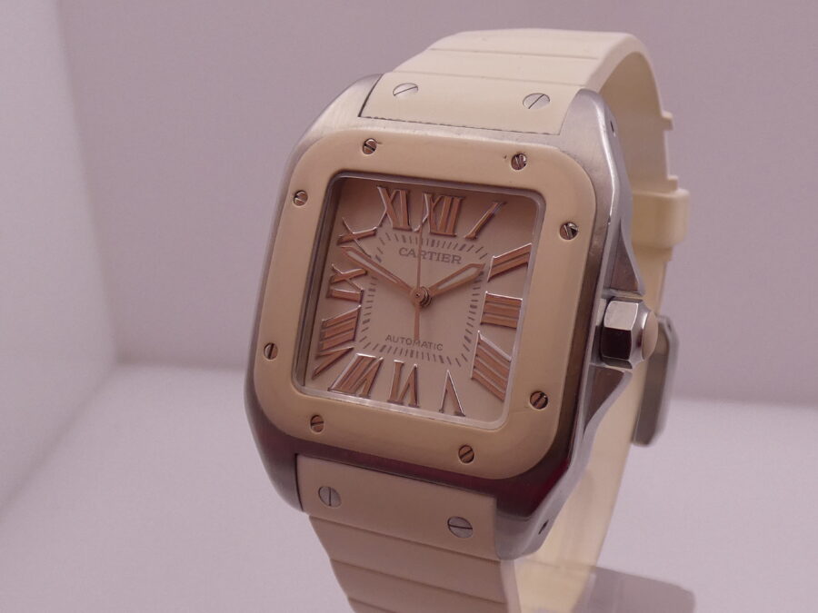 Cartier Santos 100 White 2878 BOX&PAPERS Automatico ANNO 2014 For Lady Acciaio - immagine 9