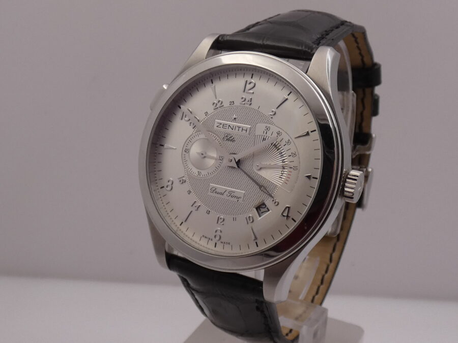 Zenith Elite Dual Time Grande Class Reserve De Marche Dual Time NEW BOX&PAPERS Automatico Acciaio 03.0520.683 - immagine 9