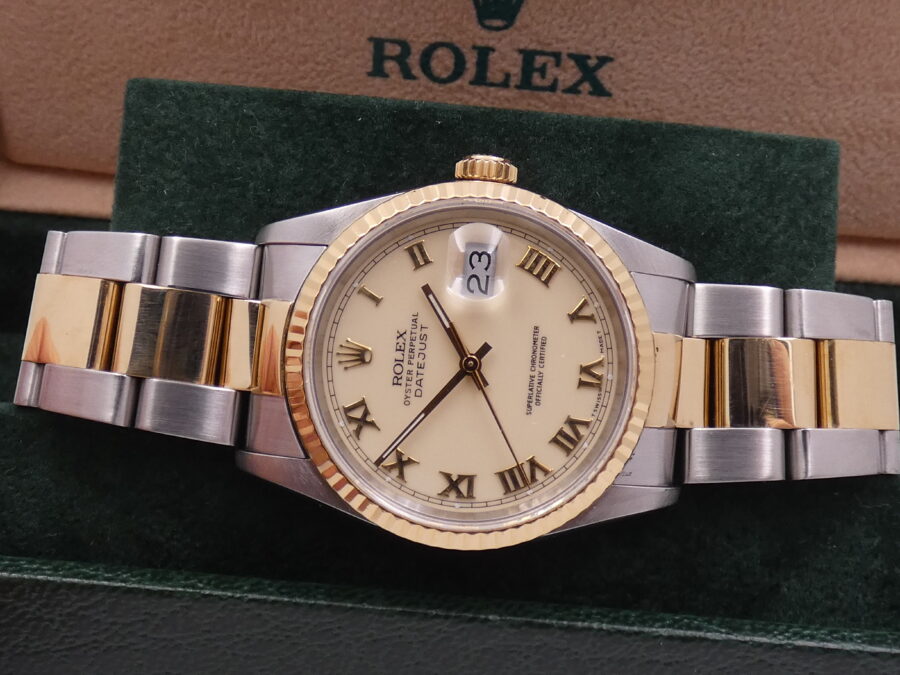 Rolex Datejust 36 16233 Ivory Rome Acciaio & Oro 18Kt Anno 1991 Automatico WITH PAPERS - immagine 9