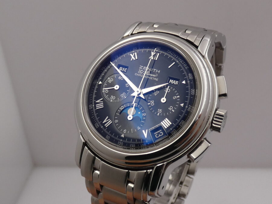 Cronografo Zenith El Primero Chronomaster Triple Date Moonphases BOX&PAPERS Automatico ANNI '2000 Acciaio - immagine 10