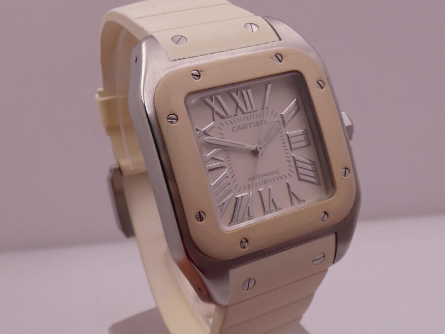 Cartier Santos 100 White 2878 BOX&PAPERS Automatico ANNO 2014 For Lady Acciaio - immagine 10