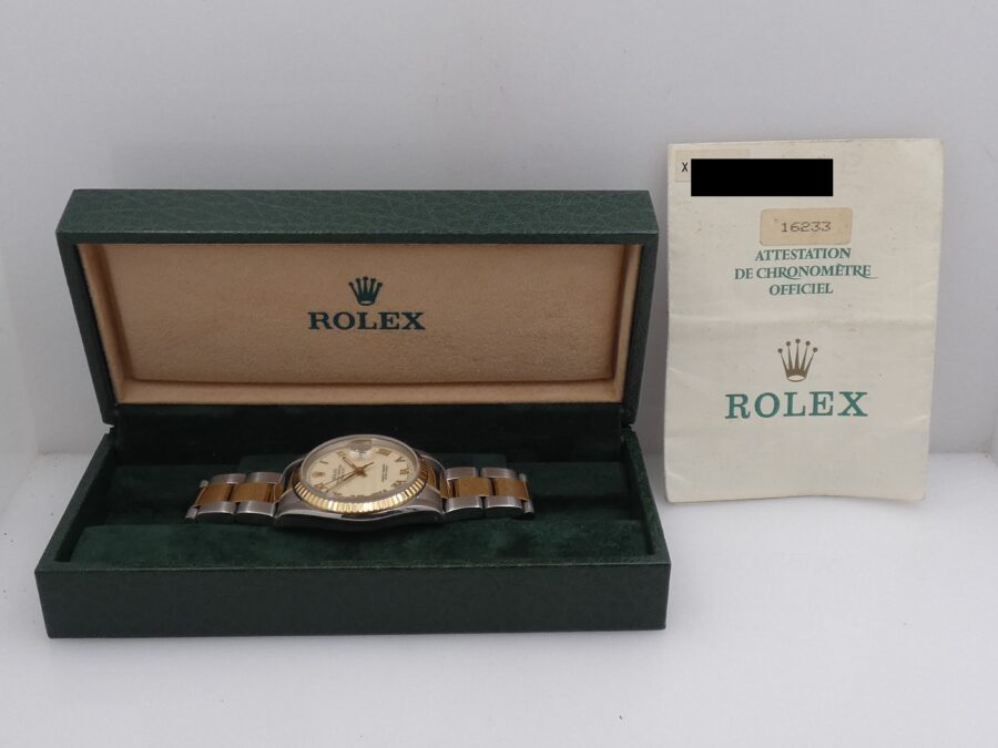 Rolex Datejust 36 16233 Ivory Rome Acciaio & Oro 18Kt Anno 1991 Automatico WITH PAPERS - immagine 10